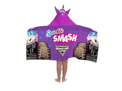 Monster Jam Monstertruck Kinder Kapuzenhandtuch Badeponcho Badetuch, Lila – Ansicht 1