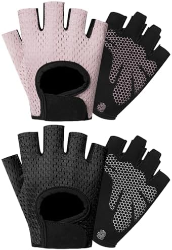 2 Pares Guantes de Gimnasio para Hombre y Mujer, Guantes de Fitne...