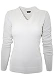 makeitmint Women's V-Neck Pullover Knitted Sweater w/ Wide Rib