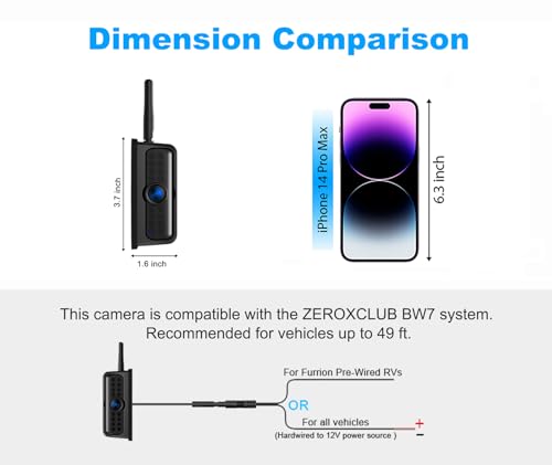 Image of ZEROXCLUB Single Wireless Side Camera sutable for ZEROXCLUB BW7 Wireless Backup Camera System, IR Night Vision, IP69k Waterproof - BW7S