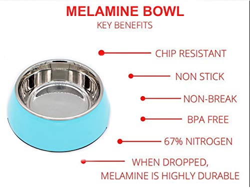 Image of The Pets Company Stainless Steel & Melamine Dog Feeding Bowl| Food Bowl for Dogs and Cats, 420 Ml, Medium, Blue