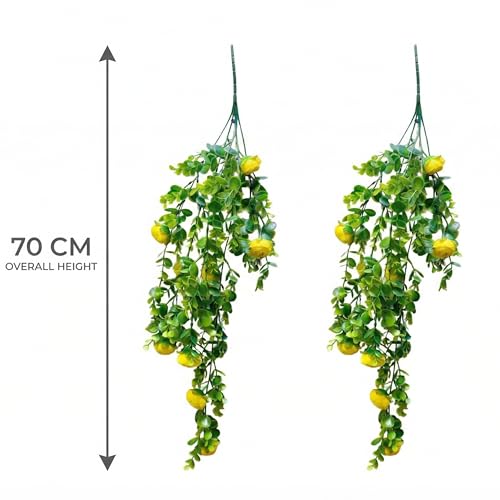 Image of Dekorly 2 Pack Artificial Plants Artificial Hanging Plants Faux Eucalyptus Leaf Greenery Fake Hanging Eucalyptus Plant (Green) (2, Magical Yellow Peony Vines)