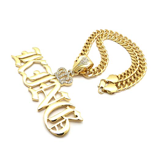 Hip Hop Iced Crowned King Pendant & 9mm 18" Link Chain Necklace3