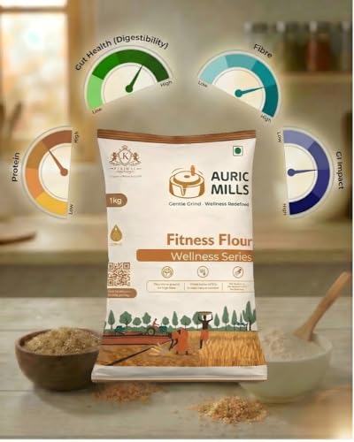 Image of Auric Mills Fitness Flour | High Protein Multigrain Atta | Energy Boosting Healthy Flour | High Fiber Stone Ground Atta for Daily Nutrition| 1kg