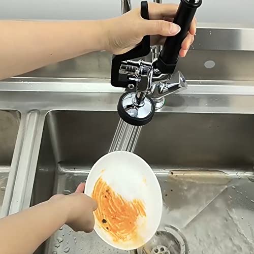 Maxsen Commercial Sink Faucet With Sprayer Deck Mounted Kitchen Faucet Sigle Hole 43" Height Brass Pre-Rinse Faucet With 12 Inch Add On Swivel Spout Ideal For Restaurant Hotel #TOP4