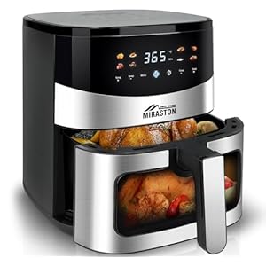 6.5QT Air Fryer, 8-in-1 Smart Digital Air Fryers with Visual Window, 8 Presets Recipes & Manual Adjust for Fast Easy Meal, Snack, Dessert, Silent, Dishwasher-Safe, for Family Holiday Gift