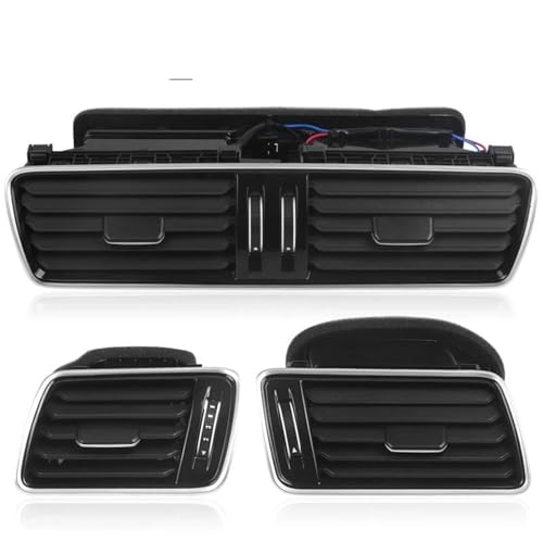 Grille d'aération noire chromée pour tableau de bord VW Passat B6 B7 de 2006 à 2011 LHD