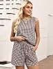 LOMON Women's Two Piece Short Sets Summer Crew Neck Cap Sleeve Sweatsuit Drawstring Shorts with Pockets #1