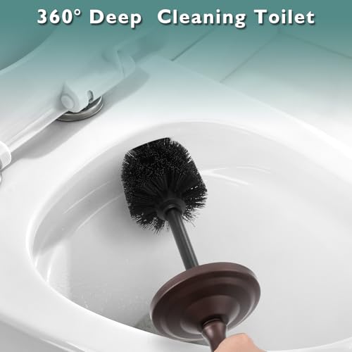 Image of Bronze Toilet Brush and Holder Set, Stainless Steel Toilet Brush for Bathroom,Heavy Duty Bronze Toilet Bowl Brush and Holder,Deep Cleaning Modern Toilet Cleaner Brush -Space Saving, Covered Brush