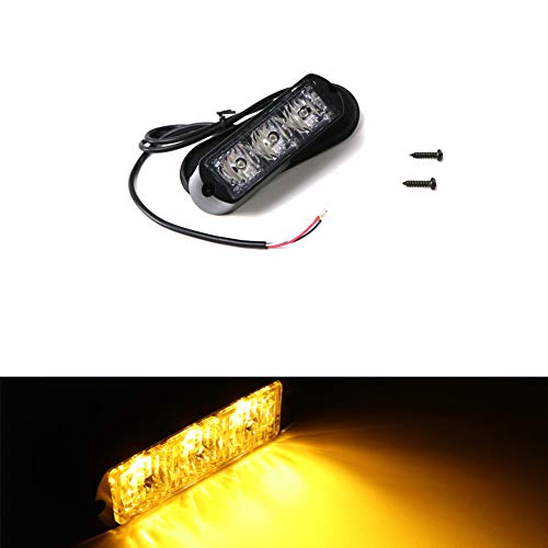 Led Blitzer, HEHEMM 3 Led Warnleuchte LKW Led Bar Lichtleiste Led Frontblitzer Auto-Notlicht Blinklichtleiste für Gitter Oberes Dachlicht12V-24V (Gelb)