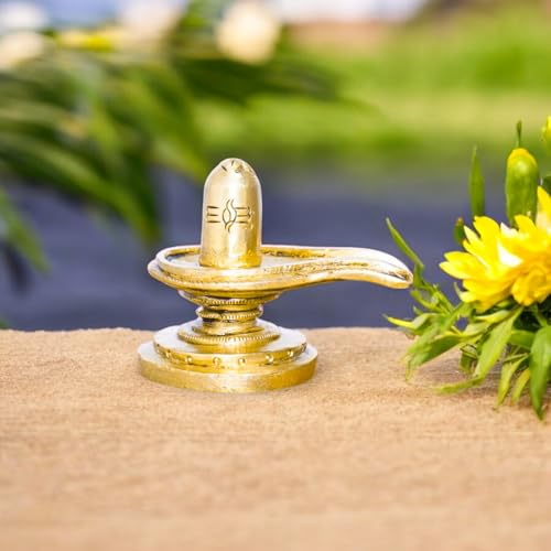 Image of SHANTI Brass Shivling for Home Puja, Shiva Lingam for Temple, Office Desk, Gift & Decor (SL3595)
