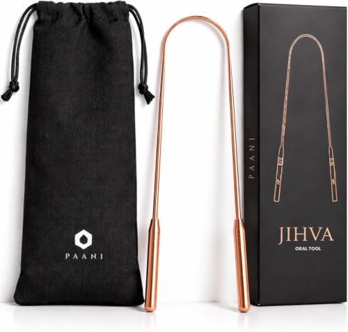 Jihva Pure Copper Tongue Scraper U-Shaped Ayurvedic Tongue Cleaner for Adults with Travel Pouch Reusable Copper Tongue Scraper for Daily Oral Hygiene