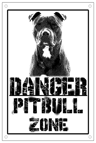 CARTELLO ATTENTI AL CANE - Danger PITBULL zone - Con Adesivo in Vinile e Pannello in Forex (Pannello 5mm Stampato)