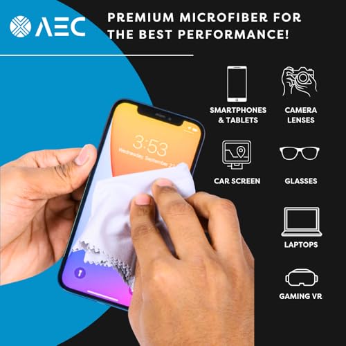 Image of AEC ClearPro Ultra Premium Microfiber Cleaning Cloth for Mobile Screen, Camera Lens, Glasses, Laptop, Tablet & Monitor | Lint-Free, Washable | 12 x 12 Inch (Gray, Pack of 1)