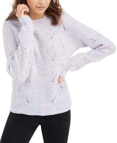 Juniors' Marled Mock-Neck Sweater - Violet Combo M