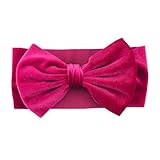 Koolgil Baby Girl's 7'' Soft Big Bowknot Velvet Headband Toddler Hairband for Photography Travel Party Festivals (Fuchsia, One Size)