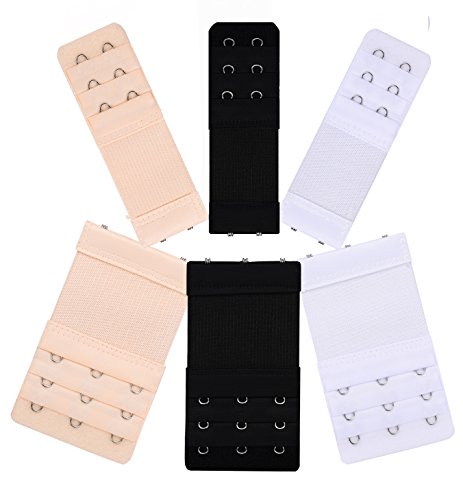 Women Elastic Back Bra Extenders 3 Hook and 2 Hooks Bras Extension Strap 6pcs