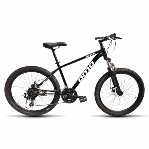 Image of Omobikes Manali Ace | Gear MTB Mountain Cycle | 21 Shimano Speed | Front Suspension | 26Inch Tire | Disc Brakes | Steel Frame | for 15+ Years Adults Unisex (Black)
