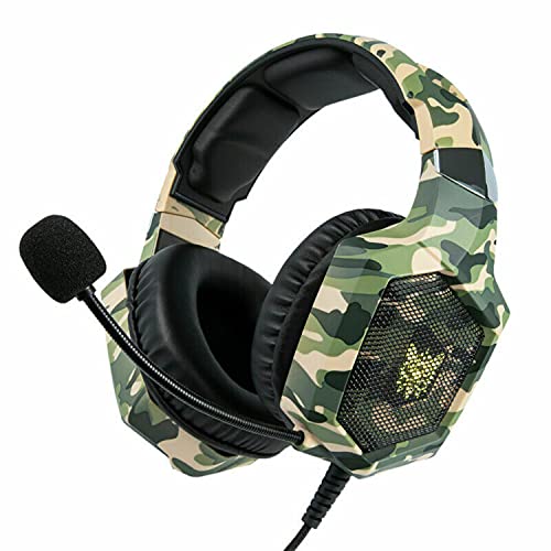 Mingfuxin K8 Casque de jeu stéréo Surround avec microphone antibruit, lumières LED et cache-oreilles doux pour Xbox PS4 Nintendo PC Mac Cover