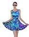 CowCow Womens Starry Night Sky Moon Stars Space Constellations Planets Mrs Frizzle Skater Dress, XS-5XL