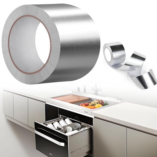 Film pare-vapeur pour lave-vaisselle, Ruban Adhésif en Aluminium, 2000×50 mm – Film de Protection Thermique pour Lave-vaisselle, Plan de Travail,...