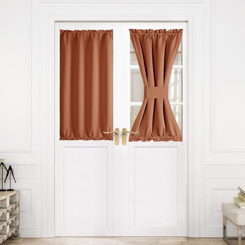 NICETOWN Burnt Orange French Front Door Curtains for Kitchen Small Window