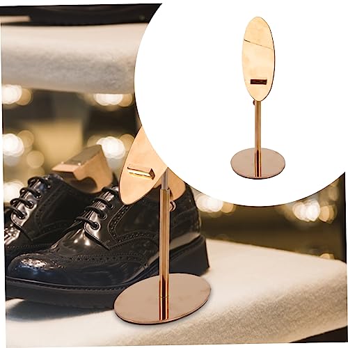 Expositor de zapatos en acero inoxidable oro rosa de diseño elegante para tiendas exclusivas 5