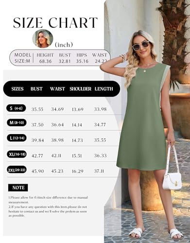Image of WEACZZY Summer Dresses for Women 2026 Casual Crewneck Fit Beach Vacation Dress Sleeveless Loose Sundress with Pockets