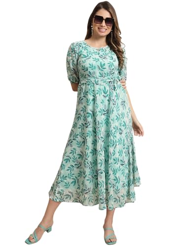 Image of Tee Projekt Women's Georgette Maxi Dress| Digital Print Floral Printed Western Ethnic Gown |Maxi Dress Casual Wear