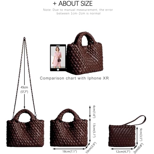 Image of Woven Tote Bag for Women with Coin Purse, Foldable Chain Small Crossbody Handbags, Fashion Shoulder Bag, Hobo Satchel