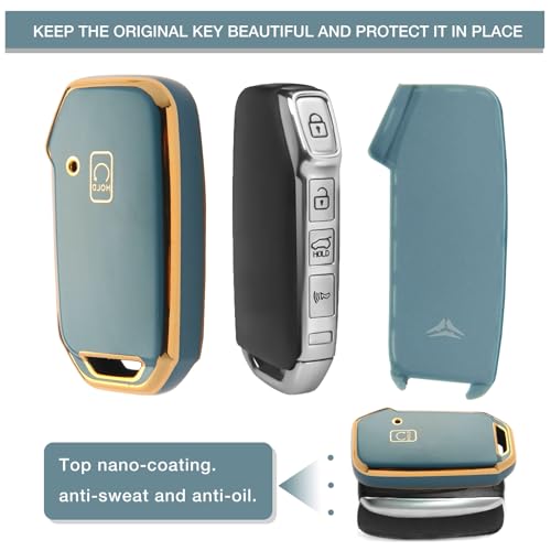 Image of For Kia Key Fob Cover Accessories,Matte TPU Material, With a Cute Leather Keychain,For Telluride,Carnival,K5 gt line,K5,Forte,K4,Sorento, Sportage And Other Models.