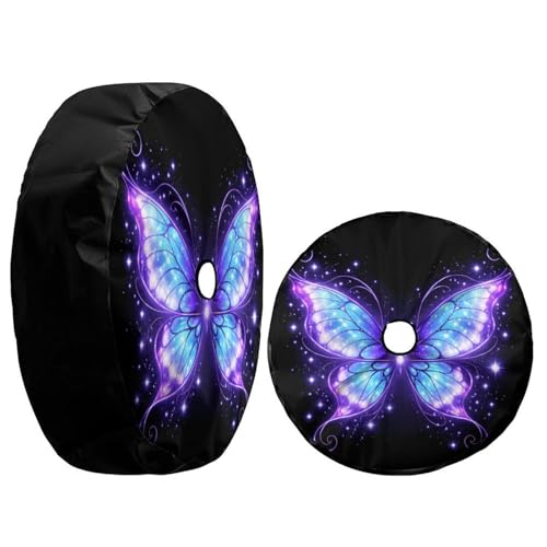 Image of Delerain Spare Tire Cover with Backup Camera Hole Blue Purple Butterfly Wheel Covers Waterproof Dust-Proof UV Sun Universal Fit for Trailer RV SUV Truck (17 Inch for Diameter 31 inch-33 inch)