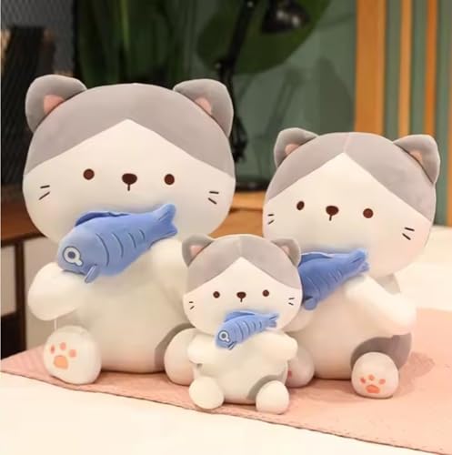 Image of Adorable and Safe Fish Cat Plush Toy for Children - Non-Toxic, Huggable, Washable & Perfect for Birthdays or Nursery Decor