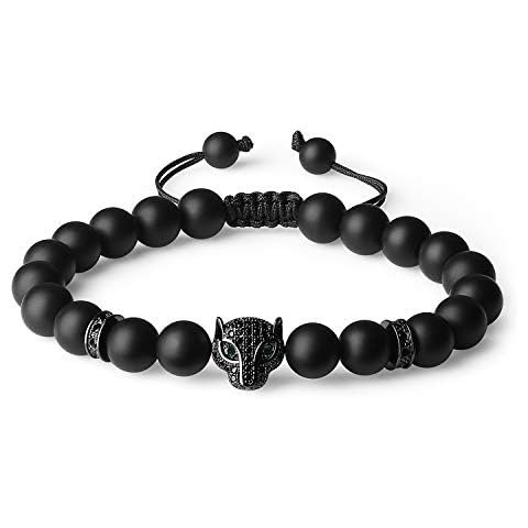 Pulsera COAI de Ónice Mate y Amuleto Leopardo Cover