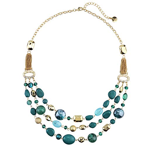 COIRIS New Multi Layer Beads Statement Gold Chain Necklace for Women