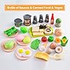 150Pcs Kitchen Playset, Toddlers Pretend Cooking Cookware Accessories, Food, Picnic Blanket, Fruits, Veges, 2Pack Shopping Storage Basket, Dessert and Prop Money, Gift for Kids (Pink) #4
