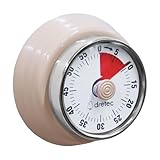 ドリテック(dretec) ダイヤルタイマー アナログタイマー キッチン レトロ 可愛い 勉強 料理 大音量 マグネット 自動停止 最大60分測定 ピンクベージュ 肌色