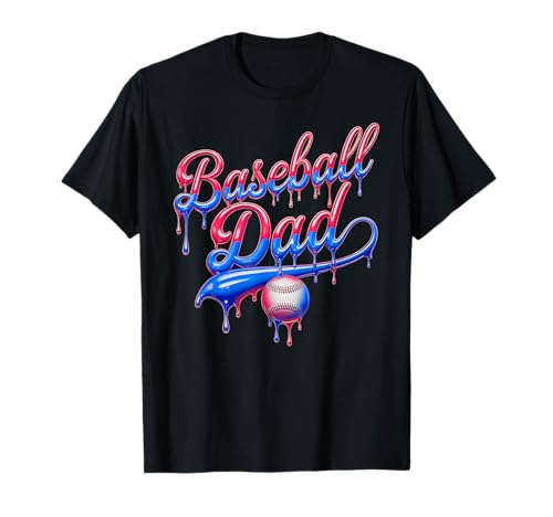 面白いダダお父さんの父親の日野球アイスクリームドリップバースデー Tシャツ