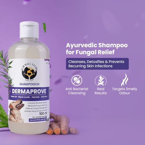 Image of FUR BALL STORY Dermaprove Dog Shampoo Antifungal & Antibacterial Gentle Cleanser for Itch Relief | Supports Sensitive Skin Care | Helps Maintain Skin Hygiene | 300 ml