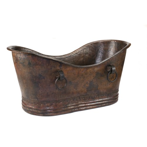 Premier Copper Products Btdr67Db 67-Inch Hammered Copper Double Slipper Bathtub With Rings, Oil Rubbed Bronze #TOP1