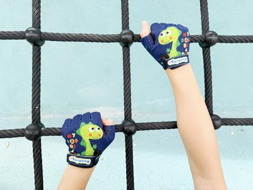 Image of Kids Half-Finger Climbing Gloves for Age 1-10 Boys and Girls Monkey Bars Biking, Good Grip Control Gloves for Gymnastics Scooter Balance Boards Outdoor Sports