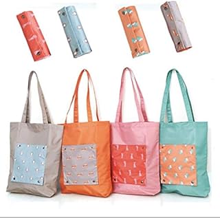 Dproptel 4 Pack Foldable Shopping Bag Portable Reusable Grocery Bags Handy Travel Bags Shoulder Bags for Household Outdoors Shopping