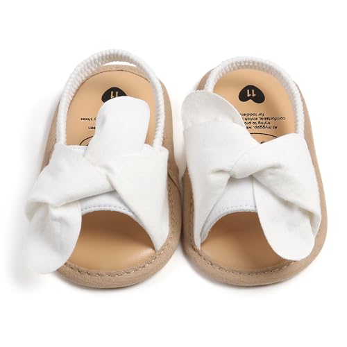COSANKIM Infant Baby Girls Summer Sandals with Flower Soft Sole Newborn Toddler First Walker Crib Dress Shoes4