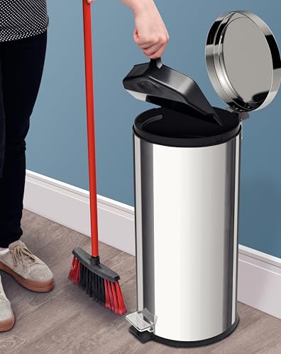 Image of Tramontina 30L Stainless Steel Pedal, Waste, bin, Garbage, Trash, 295X295X655MM