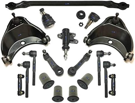 18 Pc Complete Suspension Kit Upper Control Arms Tie Rod Ends Lower Ball Joints Center Link with Idler & Pitman Arms Control Arm Bushing