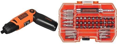 BLACK+DECKER Li2000 3.6-Volt 3 Position Rechargeable Screwdriver Orange/Black with BLACK+DECKER BDA42SD 42-Piece Standard Screwdriver Bit Set