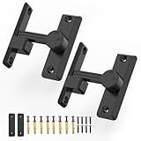 Mixizigoz Barn Door Lock Latch, 90/180 Degree Flip Sliding Door Latch for Garage, Bedroom, Cabinet, Sturdy Zinc Alloy Security 90 Degree Lock (Black-2 Pcs)