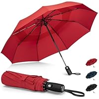 NINEMAX Compact Umbrella Windproof Strong,Small Travel Folding Umbrella Automatic Open And Close,Foldable Portable Umbrellas for Women Men(Red)