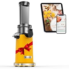 Estrattore frutta e verdura AOBOSI-Mini estrattore con funzione di masticazione inversa -estrattore di succo con spazzola e 2 tazze -150W estrattore a freddo - Spremiagrumi elettrico-Giallo.