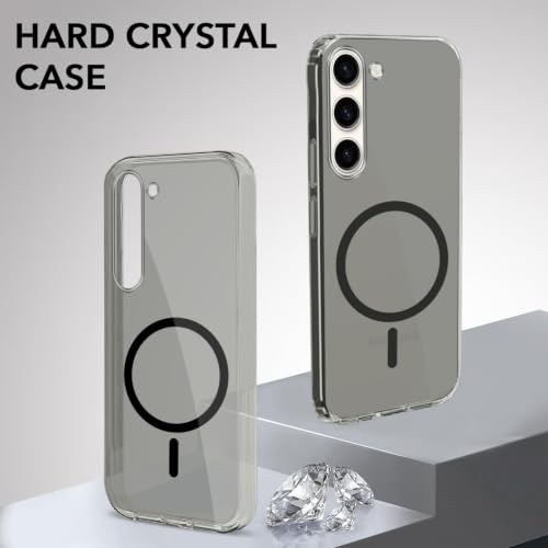Image of Jkobi Lifetime Anti-Yellow MagSafe Compatible Clear Back Cover Case for Samsung Galaxy S23 5G (Sleek Hard Crystal | Shockproof and Camera Protection)